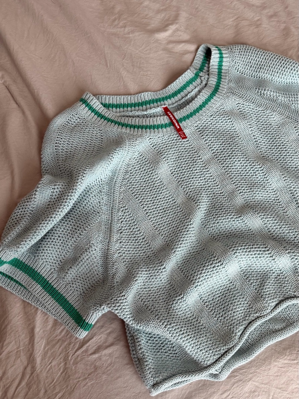 UNIONBAY Mint Knit Crewneck Sweater with Green‎ Stripe